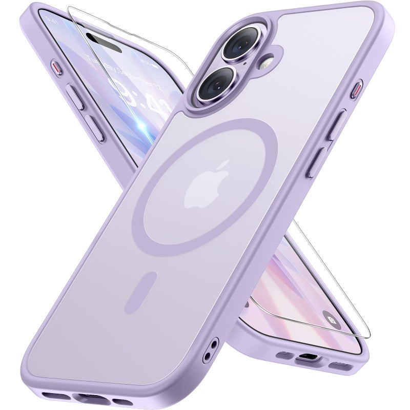 Miracase Magnetic for iPhone 17 Case (Compatible with MagSafe) with Screen Protector Military-Grade Protection, Anti-Fingerprint Translucent Matte Phone Cover for iPhone 17 6.3 inch, Light Purple - Image 1