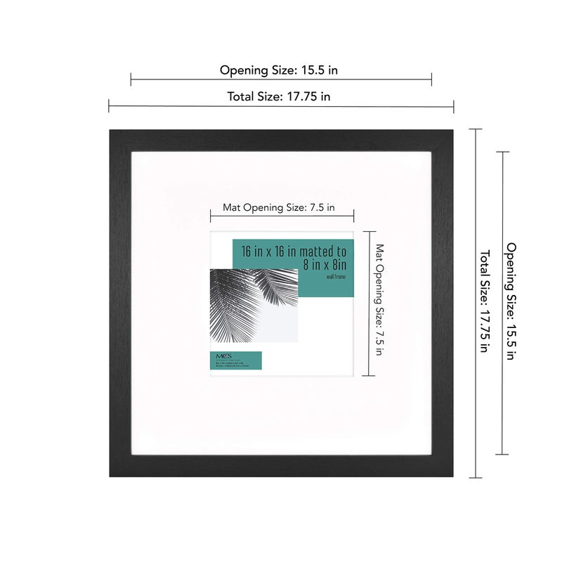 MCS Studio Gallery 16x16 Wood Poster Frame Black Woodgrain Engineered Wood, Vertical & Horizontal Wall Hanging Large Picture Frame for Photos, Posters & Art Prints (2-Pack) - Image 4