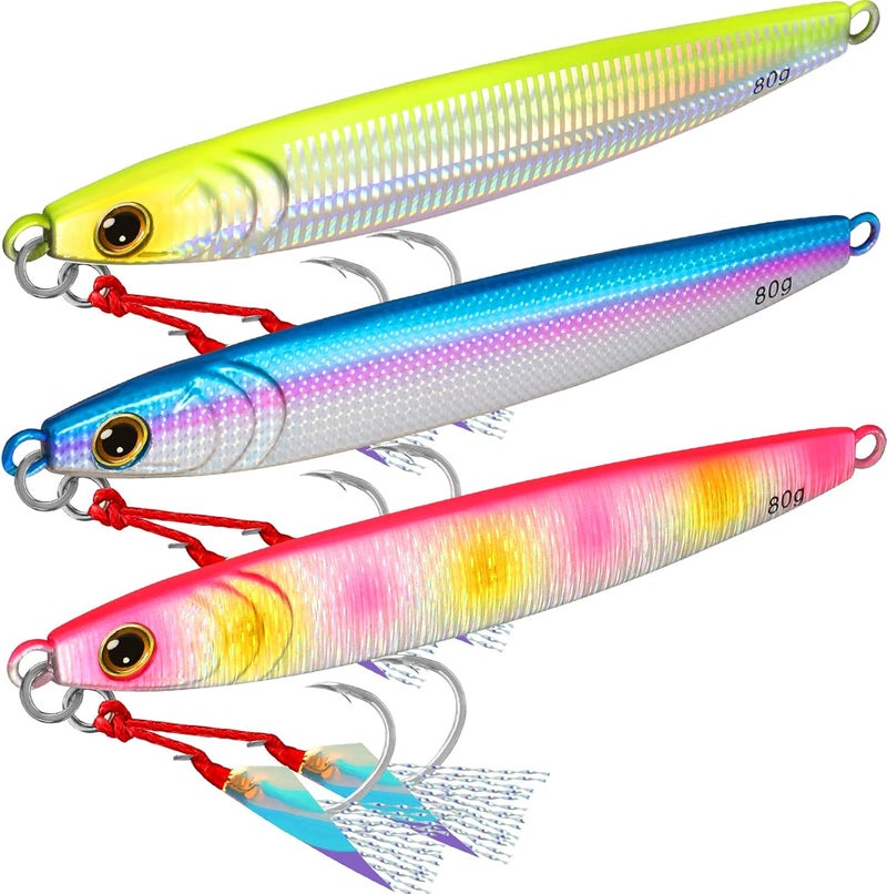 TRUSCEND Valuable Fishing Jigs of Captain's Favorite, Shiny Saltwater Spoons Perfect for Jigging, Slow Pitch Jig Catch More Fish, Durable and Well-Made Bass Salmon Tuna Fishing Lures with Sharp Hook - Image 1