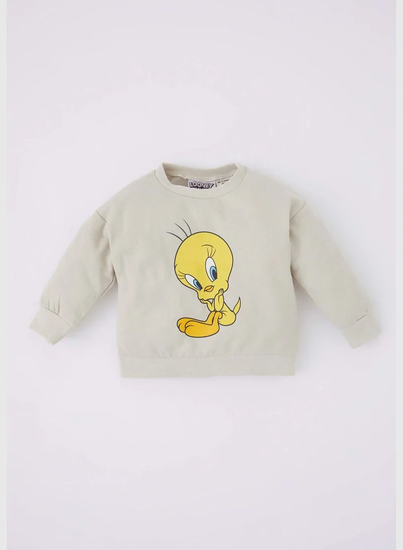 DeFacto BabyGirl Looney Tunes Licenced Bike Neck Long Sleeve Knitted Sweatshirt