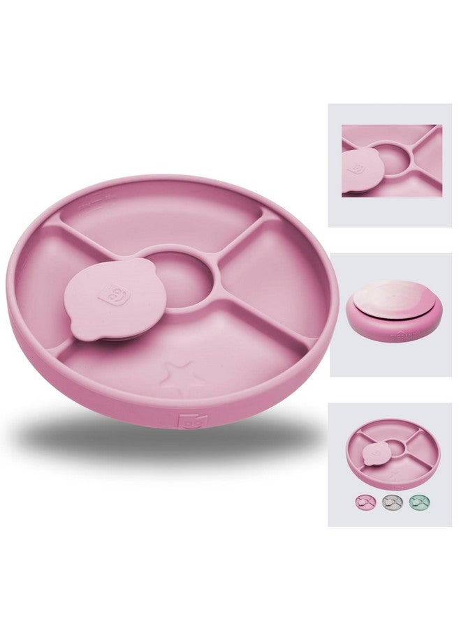 TalkTools Bitsy Silicone Suction Plates for Toddlers - Divided Baby Plate for Kids 6+ Months | BLW Feeding Essentials | Microwave Safe, BPA-Free | Weaning Supplies Must Haves - Pink (Made in USA) - Image 1