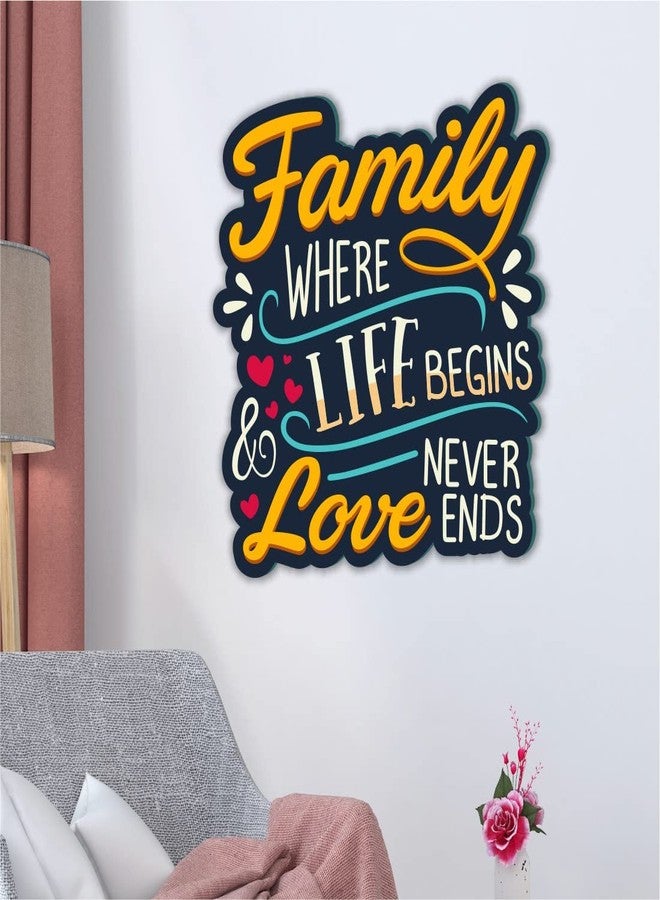 Goofy Shop Motivational Quote - Family Where Life Begins & Love Never Ends Wooden Wall Decor Printed and Lamination Home Decorative Item for Home and Office Decor 18Inch(45CM) - Image 2