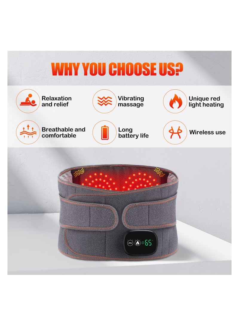 Zikra Electric Heating Pad for Waist, Cordless Heated Back Belt Abdomen Warmer Lumbar Support with 3 Fast Heating Massaging Modes, Touch Screen for Lower Back Pain Relief for Waist, Abdomen, Back, Shoulder - Image 2