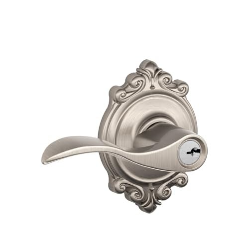 SCHLAGE Accent Lever with Brookshire Trim Keyed Entry Lock in Satin Nickel F51A ACC 619 BRK - Image 3