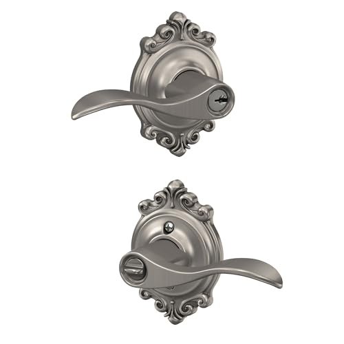 SCHLAGE Accent Lever with Brookshire Trim Keyed Entry Lock in Satin Nickel F51A ACC 619 BRK - Image 1