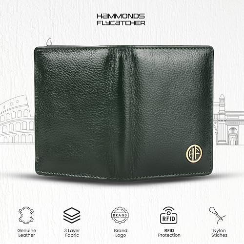 HAMMONDS FLYCATCHER Genuine Leather Card Holder Wallet for Man & Women, RFID Protected ATM/Credit Card Holder Wallet for Men with 4 Slots(Fits Upto 8 Cards), Gift for Men - Green - Image 4