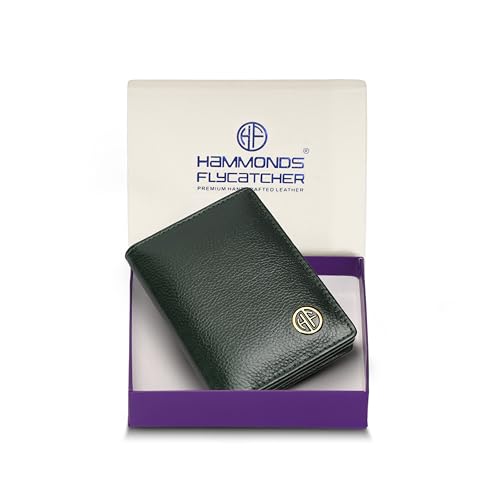 HAMMONDS FLYCATCHER Genuine Leather Card Holder Wallet for Man & Women, RFID Protected ATM/Credit Card Holder Wallet for Men with 4 Slots(Fits Upto 8 Cards), Gift for Men - Green - Image 1