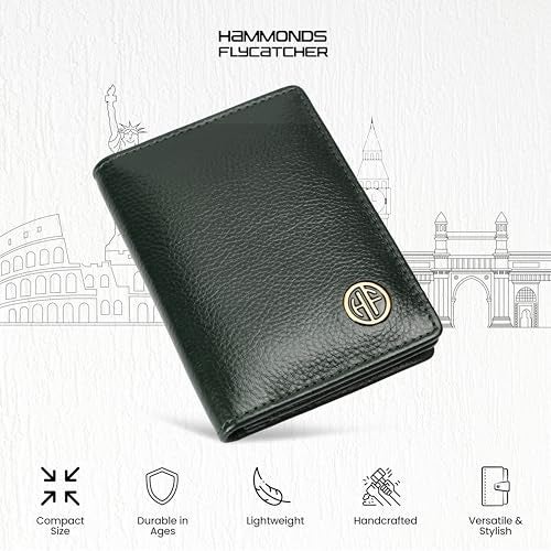 HAMMONDS FLYCATCHER Genuine Leather Card Holder Wallet for Man & Women, RFID Protected ATM/Credit Card Holder Wallet for Men with 4 Slots(Fits Upto 8 Cards), Gift for Men - Green - Image 3