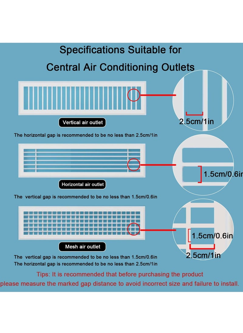 4 Pcs Adjustable Air Vent Deflector for Central AC, Freestanding Design for Optimal Airflow Control