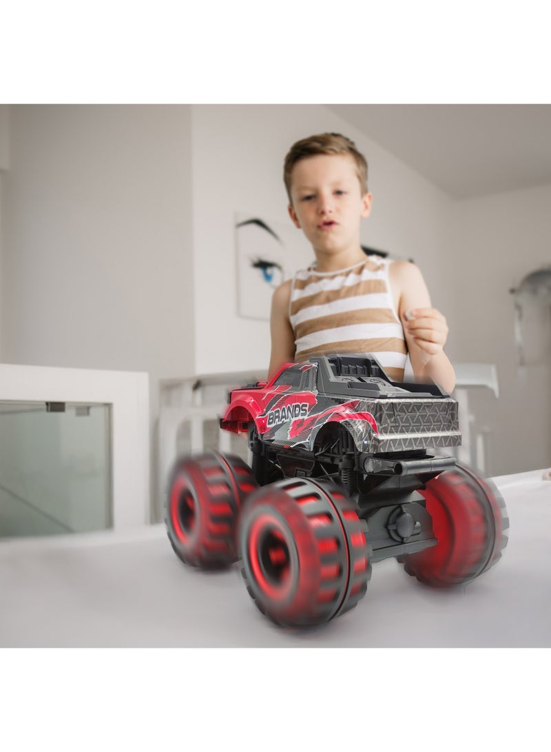 فونسترز سيارة فانسترز نيون ريموت كنترول | سيارة حمراء بمقياس 1:12، مزودة بإضاءة LED وبطارية قابلة لإعادة الشحن | سيارة ريموت كنترول بتردد 2.4 جيجاهرتز | هيكل معدني، إطار فولاذي عالي القوة، سيارة حركات بهلوانية للأطفال من سن 6 سنوات فما فوق | سيارة ريموت كنترول متينة - مصممة للسباق، مصممة للحركة والإثارة - Image 5