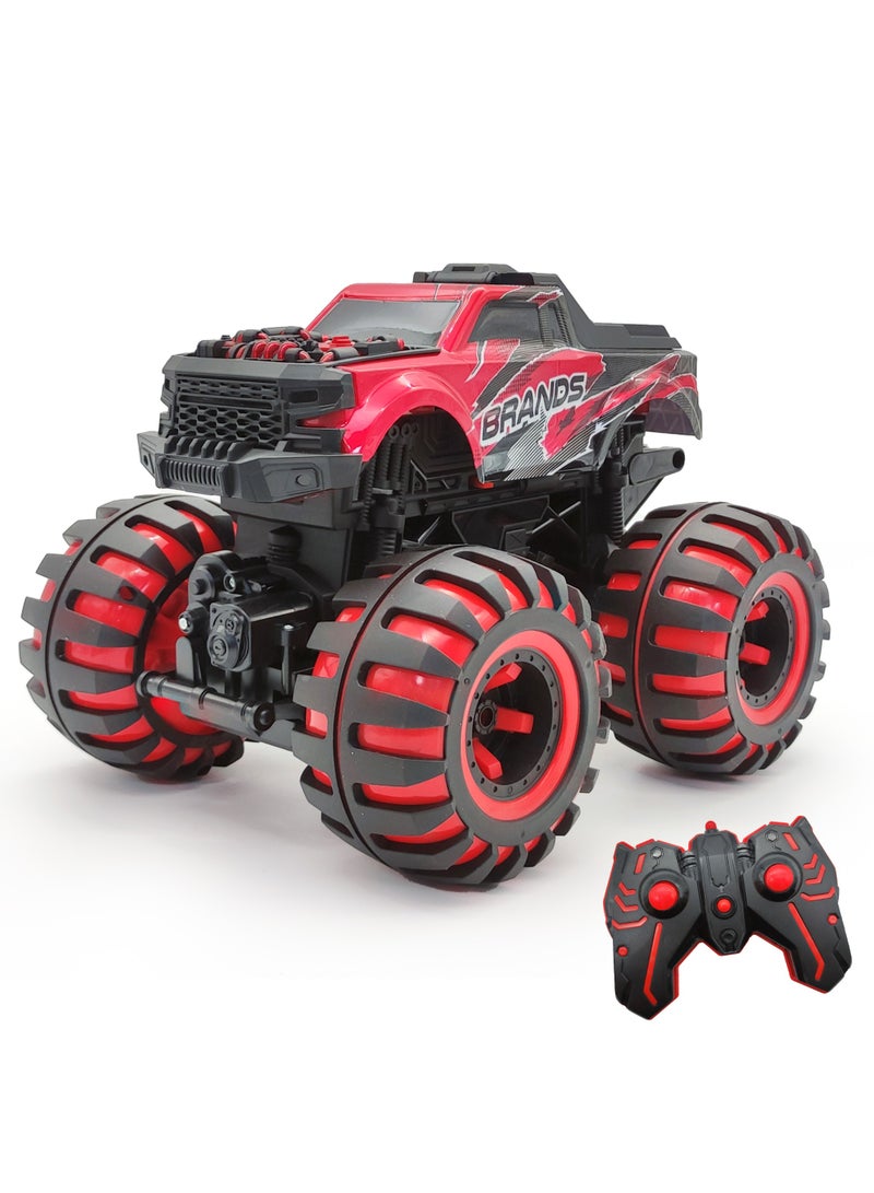 فونسترز سيارة فانسترز نيون ريموت كنترول | سيارة حمراء بمقياس 1:12، مزودة بإضاءة LED وبطارية قابلة لإعادة الشحن | سيارة ريموت كنترول بتردد 2.4 جيجاهرتز | هيكل معدني، إطار فولاذي عالي القوة، سيارة حركات بهلوانية للأطفال من سن 6 سنوات فما فوق | سيارة ريموت كنترول متينة - مصممة للسباق، مصممة للحركة والإثارة - Image 1