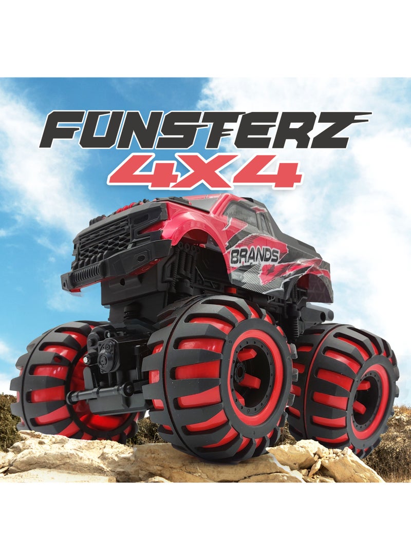 فونسترز سيارة فانسترز نيون ريموت كنترول | سيارة حمراء بمقياس 1:12، مزودة بإضاءة LED وبطارية قابلة لإعادة الشحن | سيارة ريموت كنترول بتردد 2.4 جيجاهرتز | هيكل معدني، إطار فولاذي عالي القوة، سيارة حركات بهلوانية للأطفال من سن 6 سنوات فما فوق | سيارة ريموت كنترول متينة - مصممة للسباق، مصممة للحركة والإثارة - Image 3