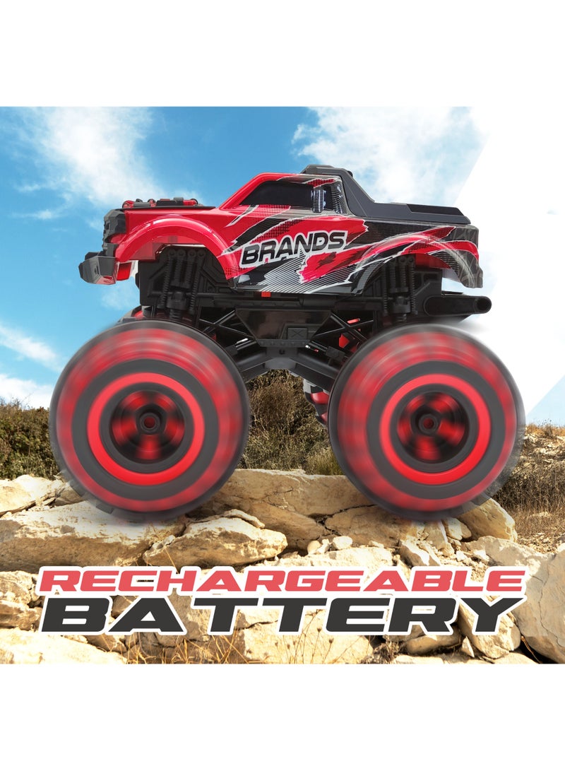 فونسترز سيارة فانسترز نيون ريموت كنترول | سيارة حمراء بمقياس 1:12، مزودة بإضاءة LED وبطارية قابلة لإعادة الشحن | سيارة ريموت كنترول بتردد 2.4 جيجاهرتز | هيكل معدني، إطار فولاذي عالي القوة، سيارة حركات بهلوانية للأطفال من سن 6 سنوات فما فوق | سيارة ريموت كنترول متينة - مصممة للسباق، مصممة للحركة والإثارة - Image 4