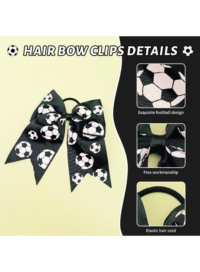 2PCS Soccer Cheer Bows Hair Ties Football Pattern Elastic Ponytail Holders Ribbon Hair Accessories for Girls Cheerleaders - Image 4