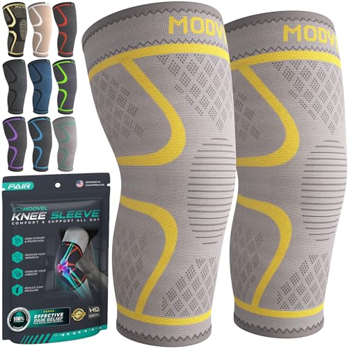Modvel Compression Knee Brace for Women & Men, 2-Pack Knee Brace for Running Knee Pain, Knee Support Compression Sleeve, Workout Sports Knee Braces for Meniscus Tear, ACL & Arthritis Pain Relief - Image 1