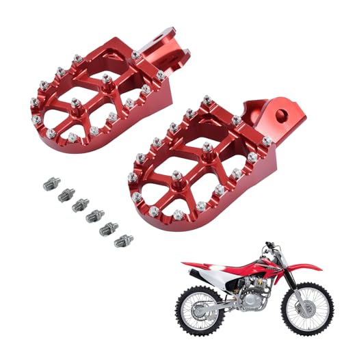 KZLM Dirt Bike Foot Pegs 7075 Aluminum CNC Footpegs Foot Pedals Rests For CRF150F CRF230F 03-19 CRF250F 19-24 XR150L 15-24 XR125L 10-15 Motorbike motorcross（Red） - Image 1