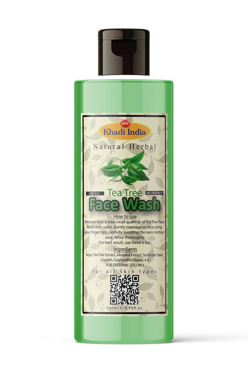 Khadi Natural Herbal Khadi Natural Herbal Tea Tree Face Wash For Women And Men Anti Acne All Skin Types Bright Clear Skin Parben Sulphate Free 200ml Face Wash - Image 1