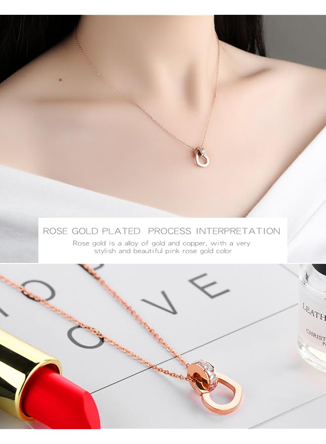 تشيميز أصفر قلادة على شكل قلب على الطراز الغربي من الفولاذ المقاوم للصدأ باللون الذهبي الوردي لا تتلاشى أبدًا للنساء والفتيات - Image 4