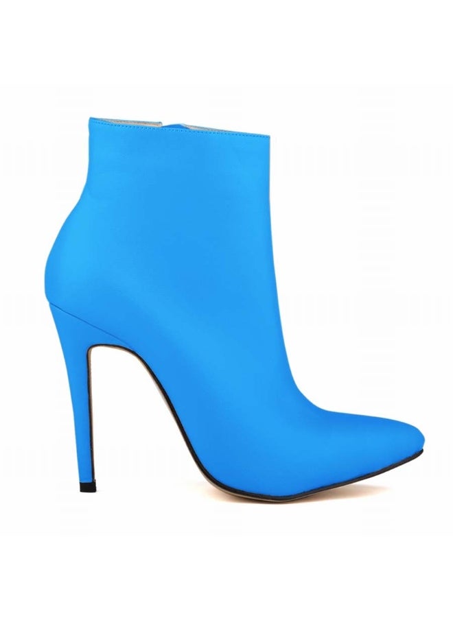 Loquat Autumn and winter Martin stiletto high-heeled boots 11cm Blue  - Image 2