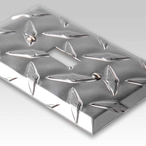 Amerelle Diamond Plate Triple Rocker Stamped Aluminum Wallplate, 3 Rocker - Image 2