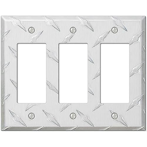 Amerelle Diamond Plate Triple Rocker Stamped Aluminum Wallplate, 3 Rocker - Image 4