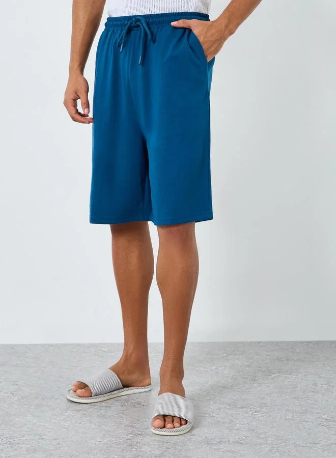 Men Blue Oversized Lounge Shorts
