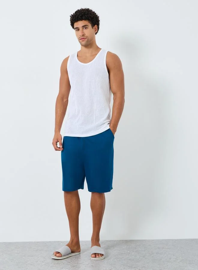 Styli Men Blue Oversized Lounge Shorts