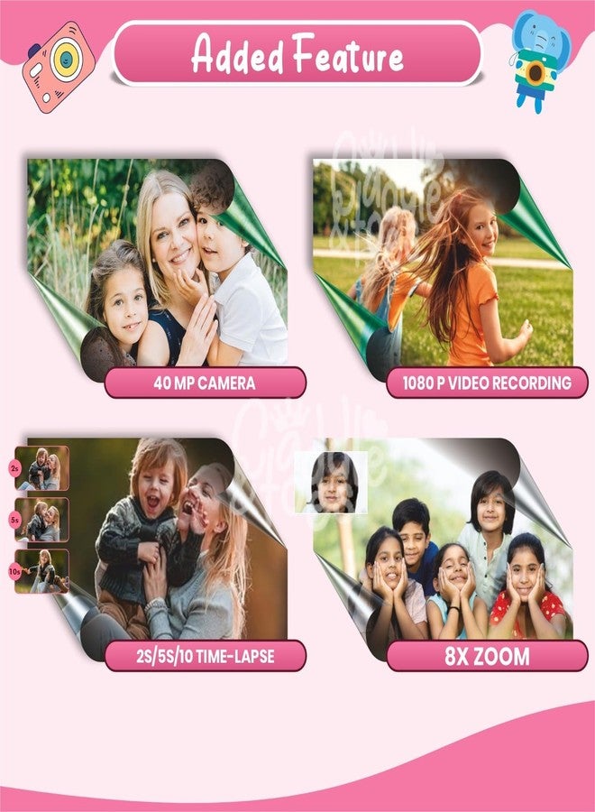 CADDLE & TOES Kids Digital Camera for Photos & Videos | Mini Camera Toy with 2-Inch Screen & USB Rechargeable | Fun & Educational Gift for Boys & Girls Age 3-10 | Easy to Use for Kids (Pink) - Image 2