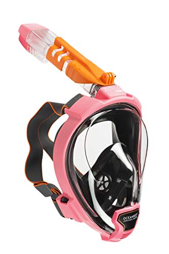 OCEANREEF OCEAN REEF - Aria QR + Quick Release Snorkeling Mask - Full Face Snorkeling Mask - 180 Degree Underwater Vision - 5 Colors and 3 Sizes - Pink Color - Size S/M - Image 1