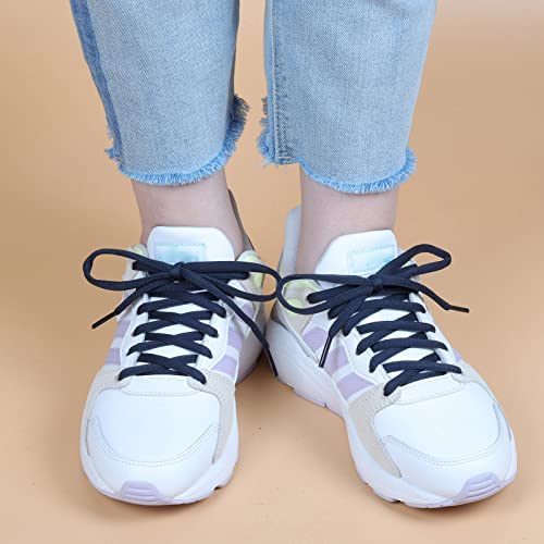 Stepace [2 Pairs Half Round Shoe Laces 1/4" Width 30"-72" Length 22 Color Oval Shoelaces Navy Blue 54"(137 cm) - Image 2