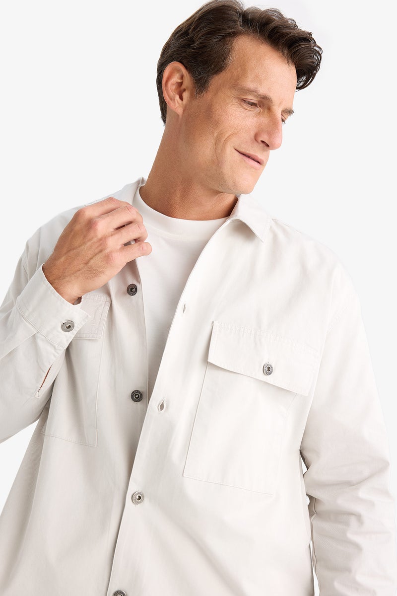 DeFacto Man Oversize Fit Polo Collar Twill Shirt Jacket  - Image 4
