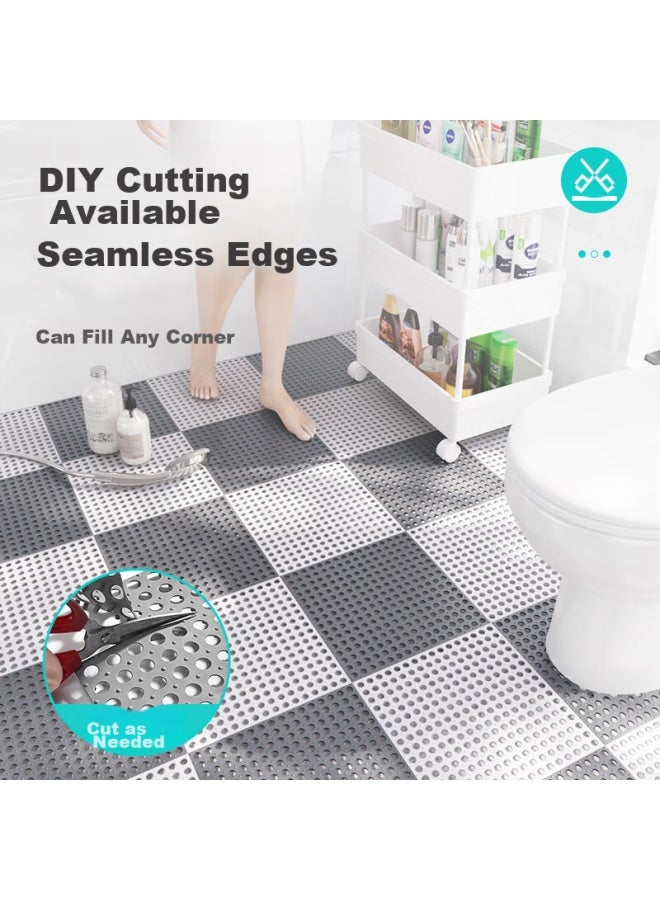 Dajiang Tpe Bathroom Non-slip Mat, Shower Mat, Water Barrier Splicing Full-coverage Bathroom Floor Mat, 30x30cm, 4 Pieces Per Set - Image 3