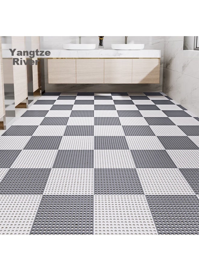 Dajiang Tpe Bathroom Non-slip Mat, Shower Mat, Water Barrier Splicing Full-coverage Bathroom Floor Mat, 30x30cm, 4 Pieces Per Set - Image 1