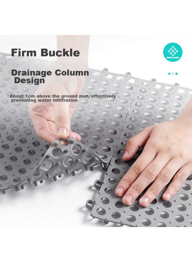 Dajiang Tpe Bathroom Non-slip Mat, Shower Mat, Water Barrier Splicing Full-coverage Bathroom Floor Mat, 30x30cm, 4 Pieces Per Set - Image 5