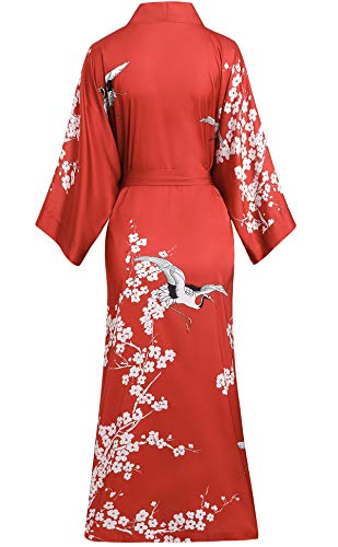 Aensso long soft silk y kimono robes for women, floral lightweight wedding robe - Image 2