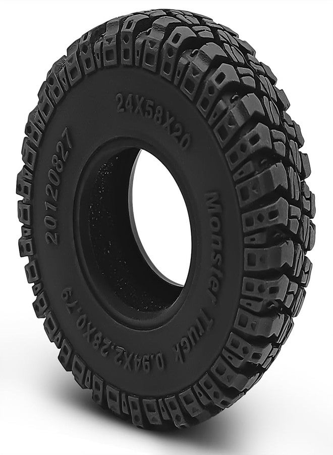 MOHERO 4Pcs 1.0 Tires Mud Terrain Soft Rubber Tires 58mm for 1/18 Tra-xxa Trx4m 1/24 Axial SCX24 RC Crawler Car,D - Image 2