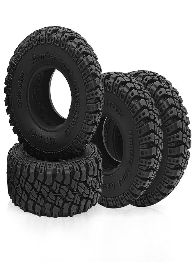 MOHERO 4Pcs 1.0 Tires Mud Terrain Soft Rubber Tires 58mm for 1/18 Tra-xxa Trx4m 1/24 Axial SCX24 RC Crawler Car,D - Image 1