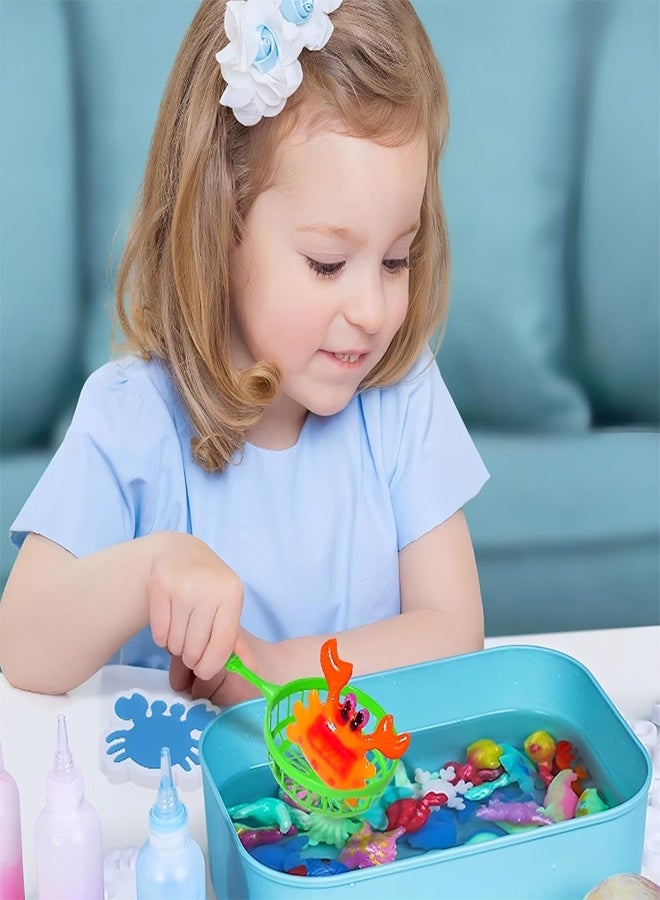 RAWAID Magic Water Elf Beads Toy Set with Box DIY Maker kit Jelly Sea Animal Creature Sensory Bin Set Toys for Children Over 3 Years Old 6 Colors 12 Molds 2 Powder - Image 3