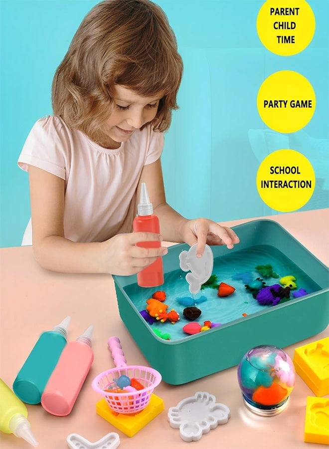 RAWAID Magic Water Elf Beads Toy Set with Box DIY Maker kit Jelly Sea Animal Creature Sensory Bin Set Toys for Children Over 3 Years Old 6 Colors 12 Molds 2 Powder - Image 5