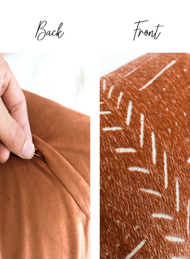 BlissBlush Brick Red Decorative Throw Pillow Covers 18X18, Set of 2, Boho Farmhouse Cushion Cover, Cozy Soft Accent Pillowcase for Couch Sofa Bed Living Room Home Décor - Image 5