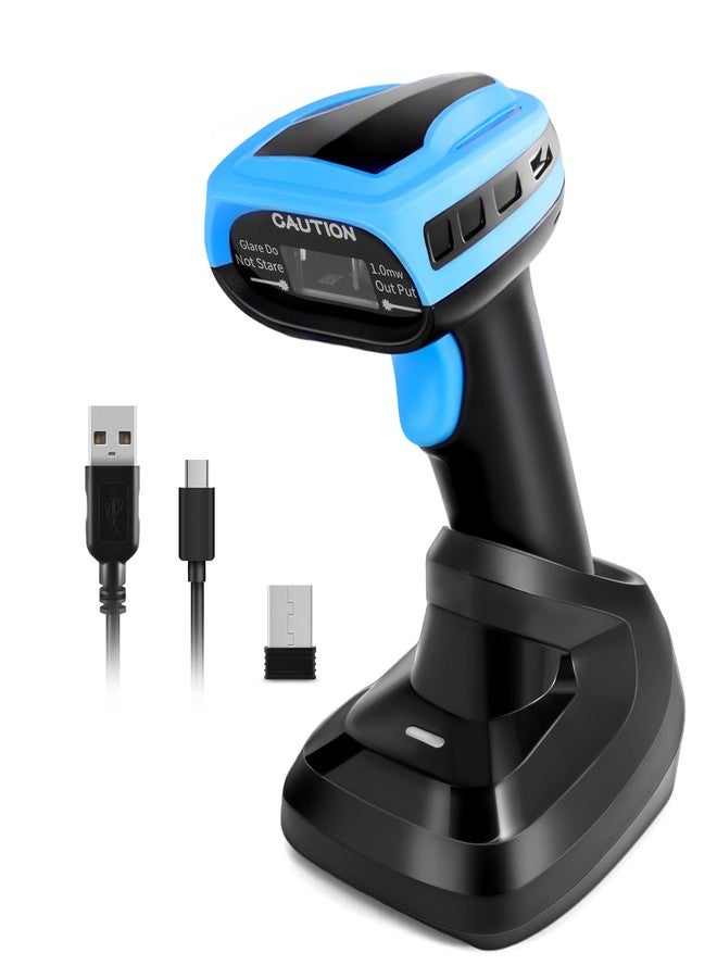 JRHC Barcode Scanner Wireless, Rechargeable 1D Laser Bar Code Scanners, Handheld Barcode Scanner Versatile 2 in 1 2.4Ghz Wireless and USB 2.0 Wired - Image 1