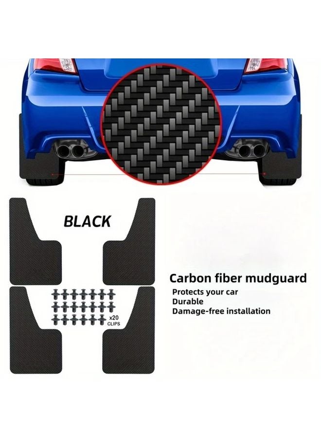 4pcs Black Carbon Fiber Mud Flaps For Small Cars Durable Wear Resistant Mud Guards - Image 2