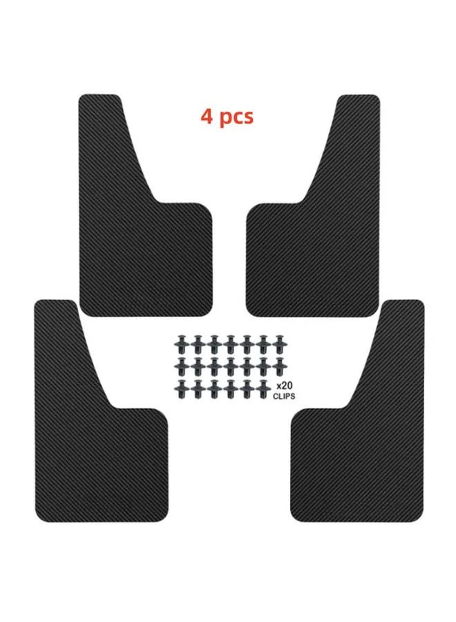 4pcs Black Carbon Fiber Mud Flaps For Small Cars Durable Wear Resistant Mud Guards - Image 1