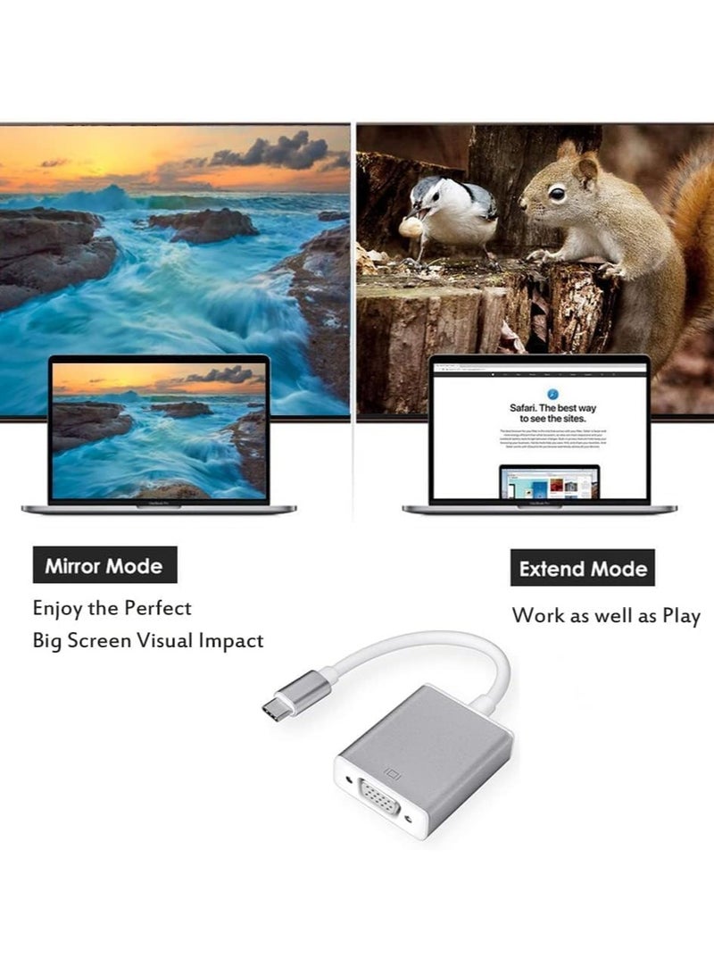 TIGER محول USB Type C إلى VGA – USB-C إلى VGA، محول Thunderbolt 3 إلى VGA، إخراج فيديو بدقة Full HD 1080P، متوافق مع أجهزة متعددة العلامات التجارية – مثالي لأجهزة الكمبيوتر المحمولة، وأجهزة الكمبيوتر، والشاشات، وأجهزة العرض - Image 4