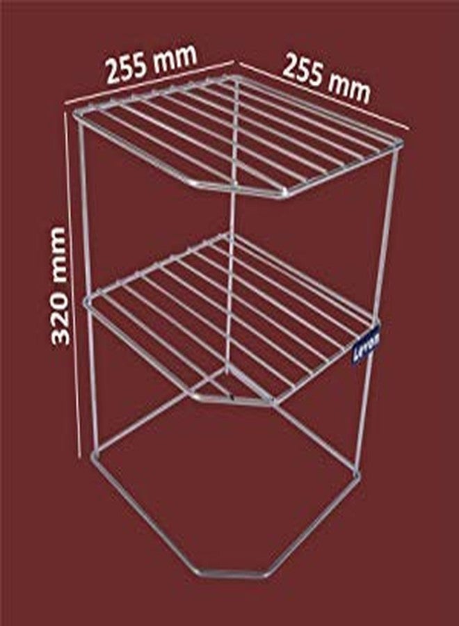 Levon Sturdy Stainless Steel Corner Shelf Rack for Plates, Bowls & Cups in Kitchen - Size (255 x 255 x 320 mm) - Image 5