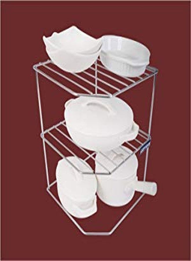 Levon Sturdy Stainless Steel Corner Shelf Rack for Plates, Bowls & Cups in Kitchen - Size (255 x 255 x 320 mm) - Image 3