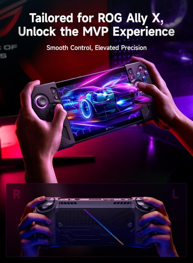 جيسوس جراب حماية سيليكون JSAUX متوافق مع ROG Ally X، جراب ROG Ally X Grip، ملحقات Asus Rog Ally X، مجموعة جراب سيليكون (واحد يسار وواحد يمين) - PC0113 أسود - Image 2