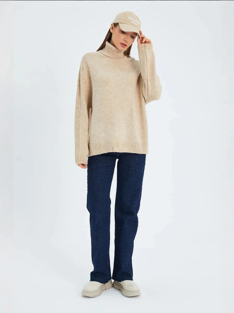 MixRay Mixray Loose Fit Turtleneck Knit Sweater