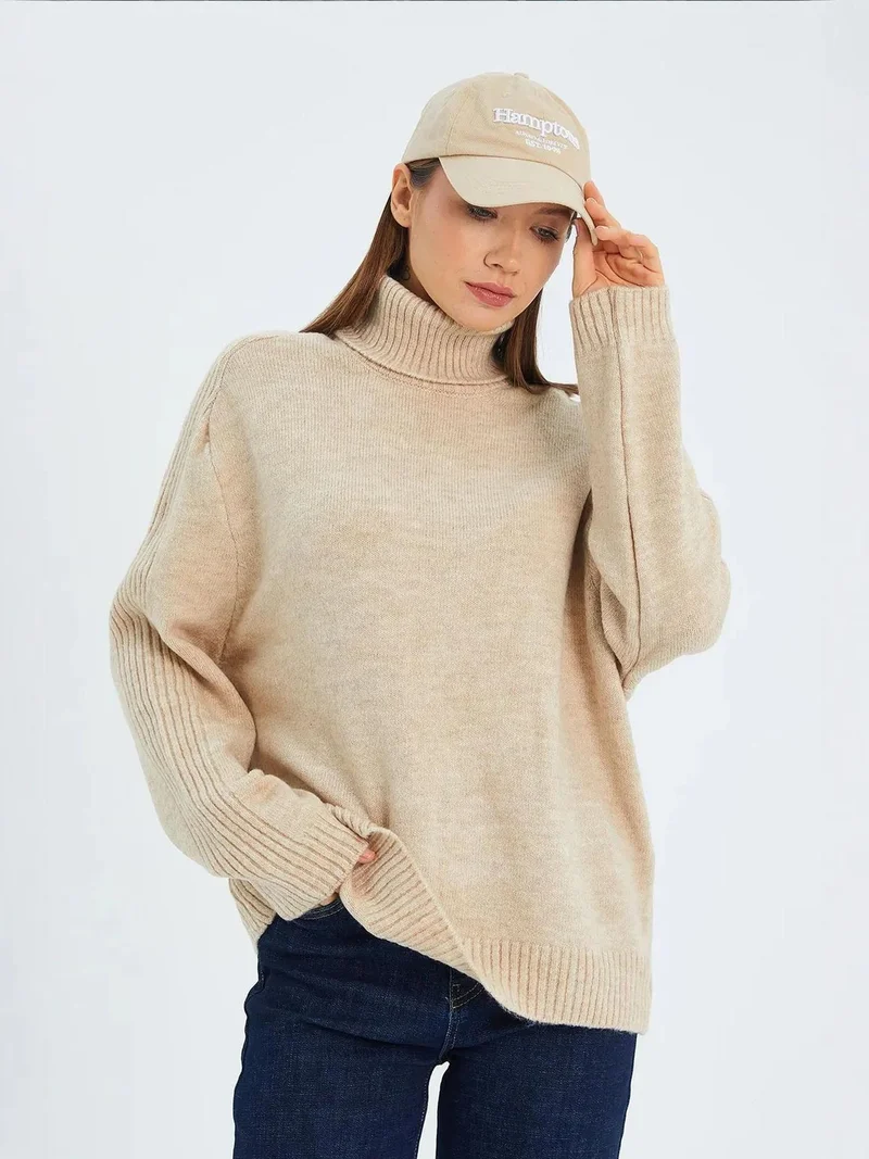 MixRay Mixray Loose Fit Turtleneck Knit Sweater
