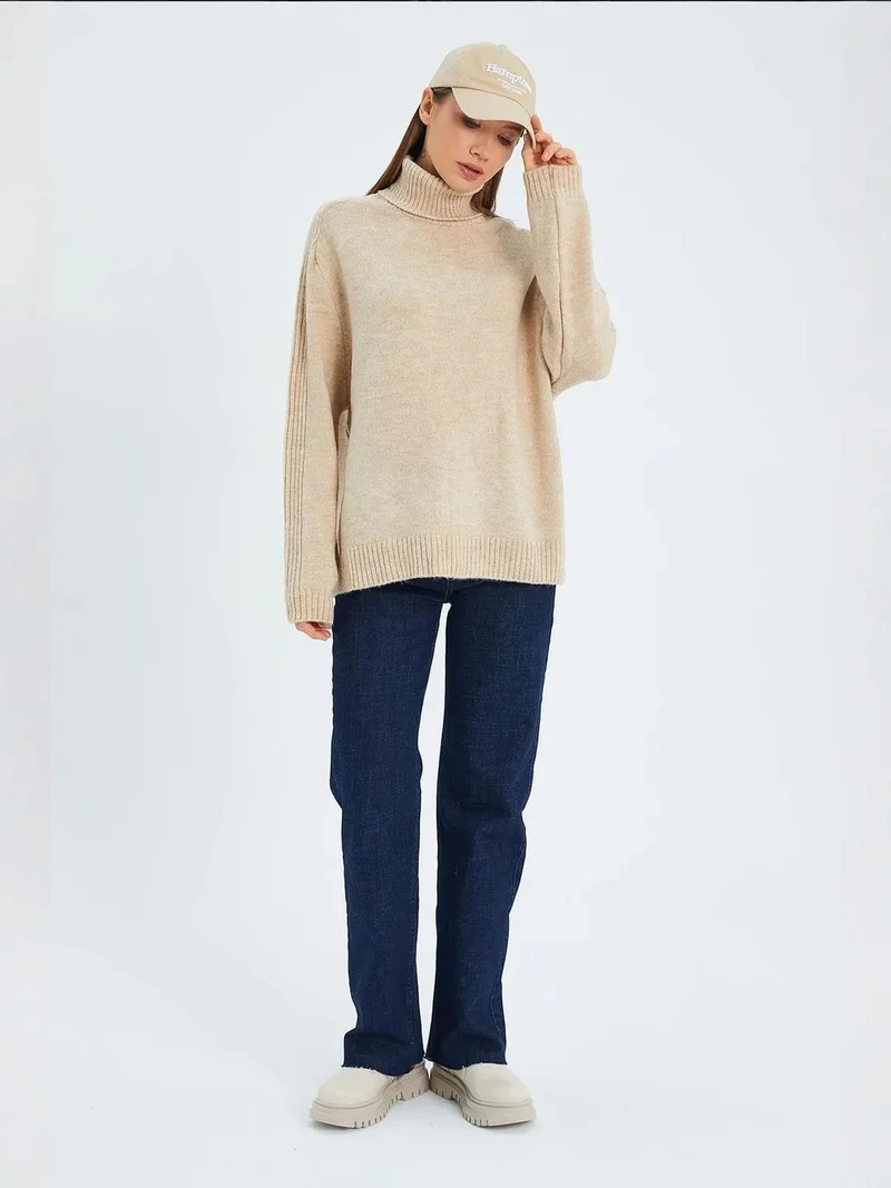 MixRay Mixray Loose Fit Turtleneck Knit Sweater